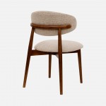 Roya chair in beige chenille with solid wood legs