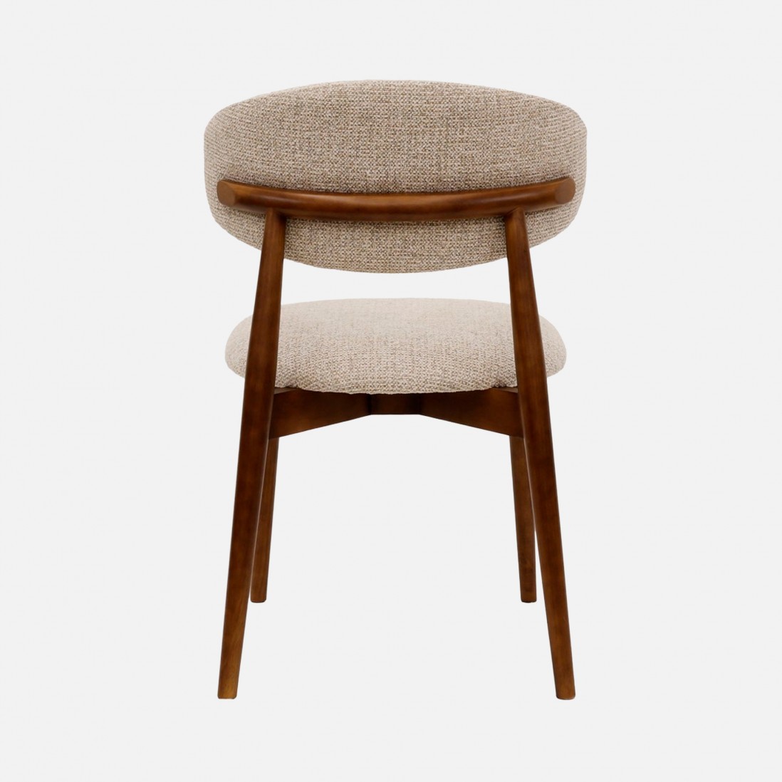 Roya chair in beige chenille with solid wood legs