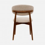 Roya chair in beige chenille with solid wood legs