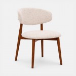 Roya chair in cream chenille with solid wood legs