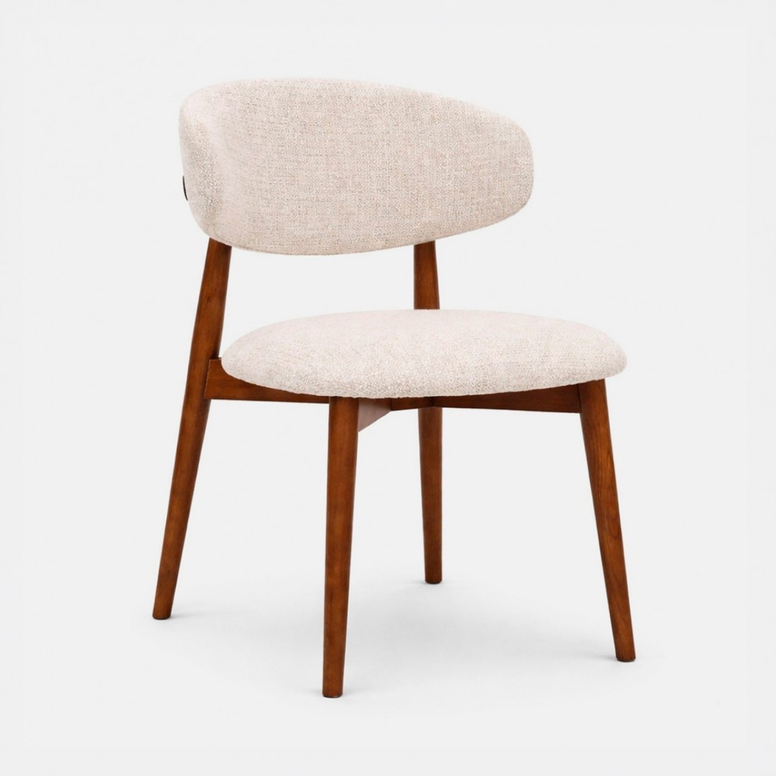 Roya chair in cream chenille with solid wood legs