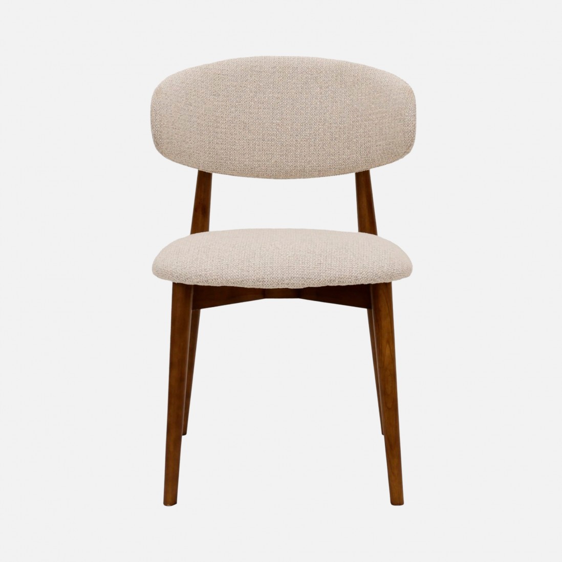 Roya chair in cream chenille with solid wood legs