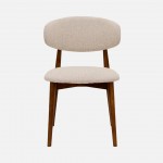Roya chair in cream chenille with solid wood legs