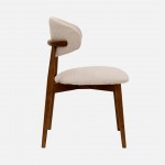 Roya chair in cream chenille with solid wood legs