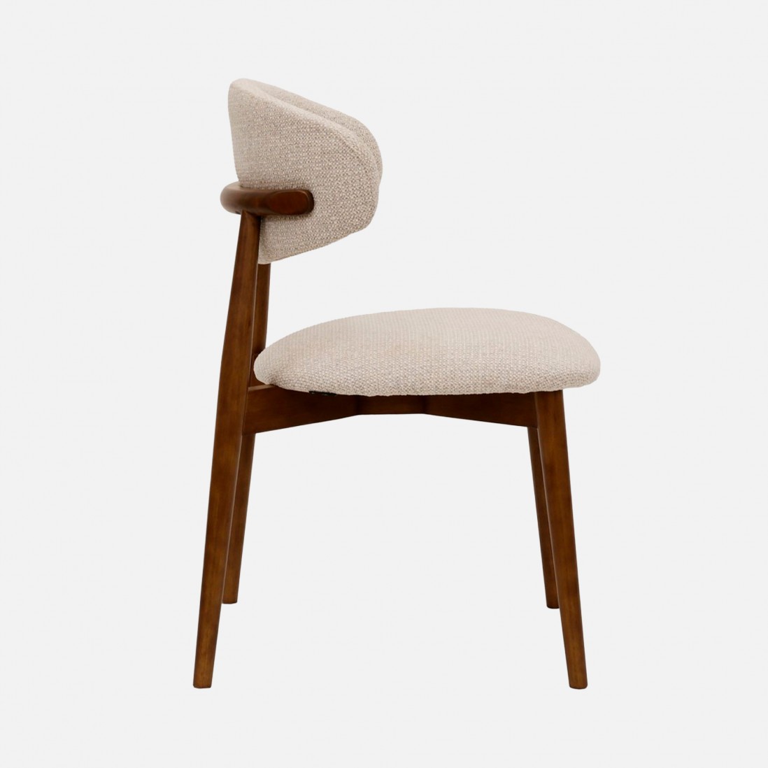 Roya chair in cream chenille with solid wood legs