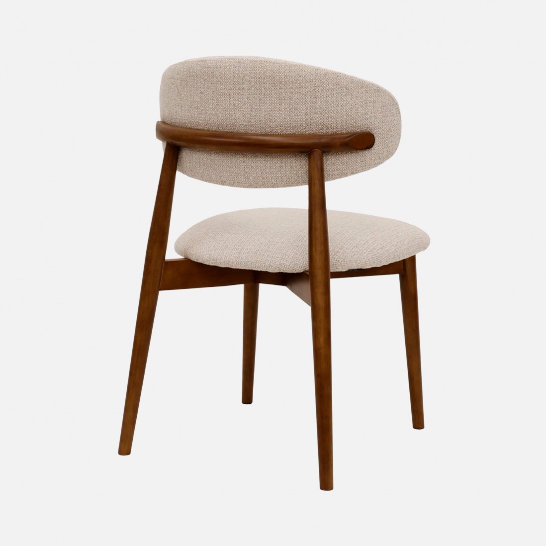Roya chair in cream chenille with solid wood legs
