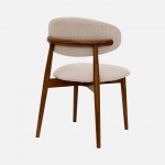 Roya chair in cream chenille with solid wood legs