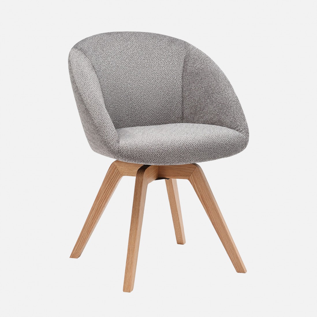 Allos chair gray fabric swivel and nordic style legs in solid beech wood