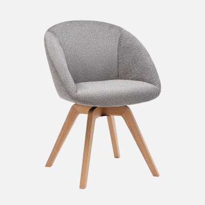 Allos chair gray fabric swivel and nordic style legs in solid beech wood Allos chair gray fabric swivel and nordic style legs in solid beech wood