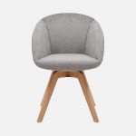 Allos chair gray fabric swivel and nordic style legs in solid beech wood