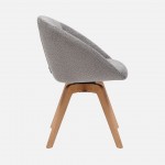 Allos chair gray fabric swivel and nordic style legs in solid beech wood