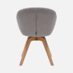 Allos chair gray fabric swivel and nordic style legs in solid beech wood