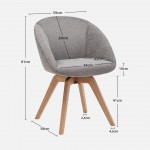 Allos chair gray fabric swivel and nordic style legs in solid beech wood