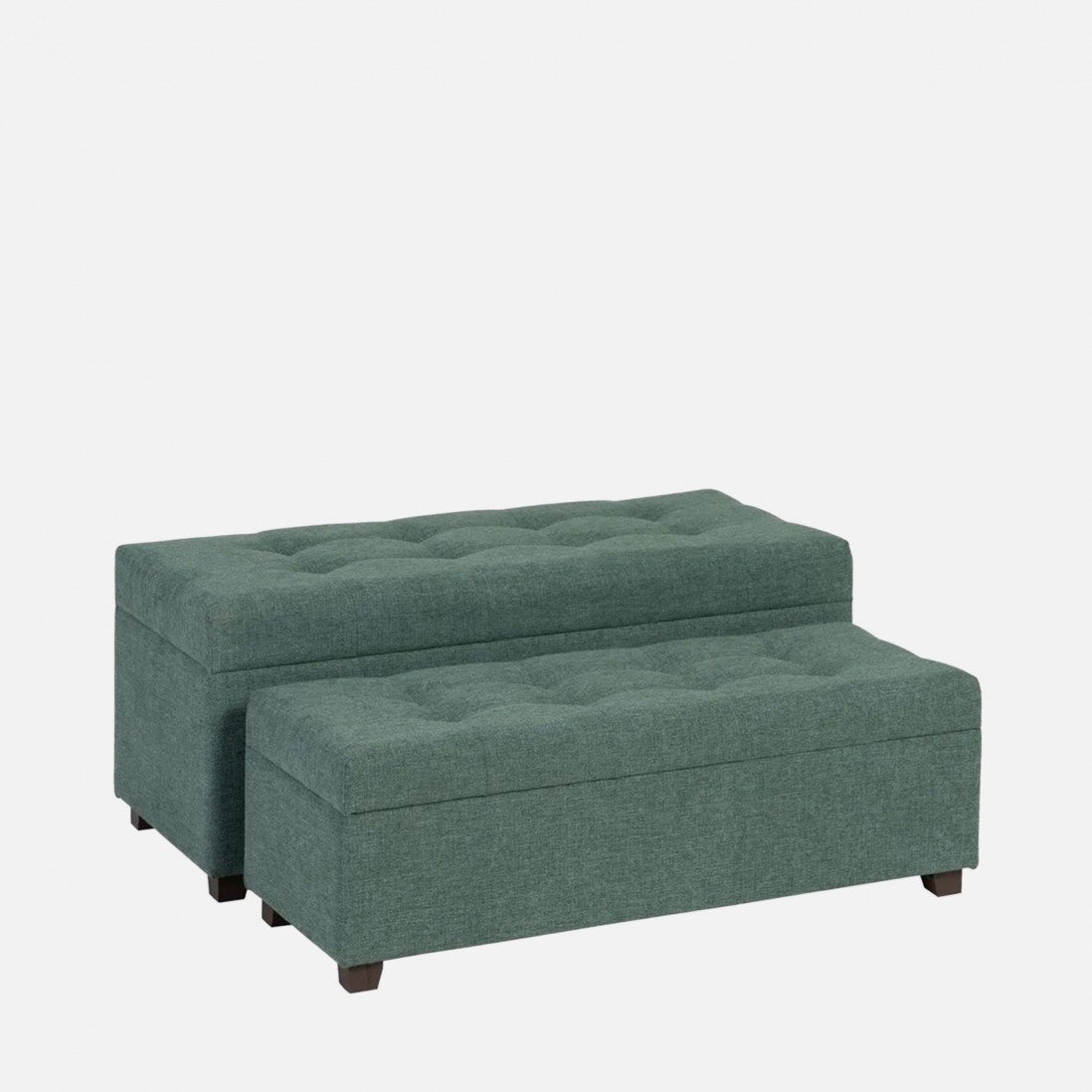 Wooden and Fabric Stool with Storage 080 Green