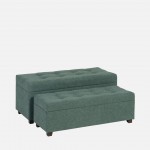 Wooden and Fabric Stool with Storage 080 Green