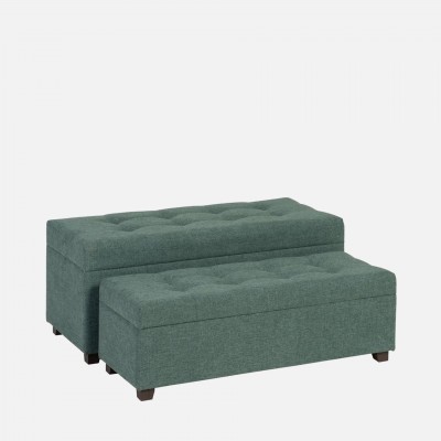 Wooden and Fabric Stool with Storage 080 Green