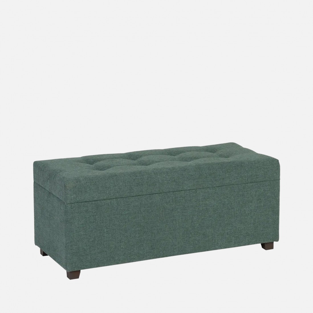 Wooden and Fabric Stool with Storage 080 Green