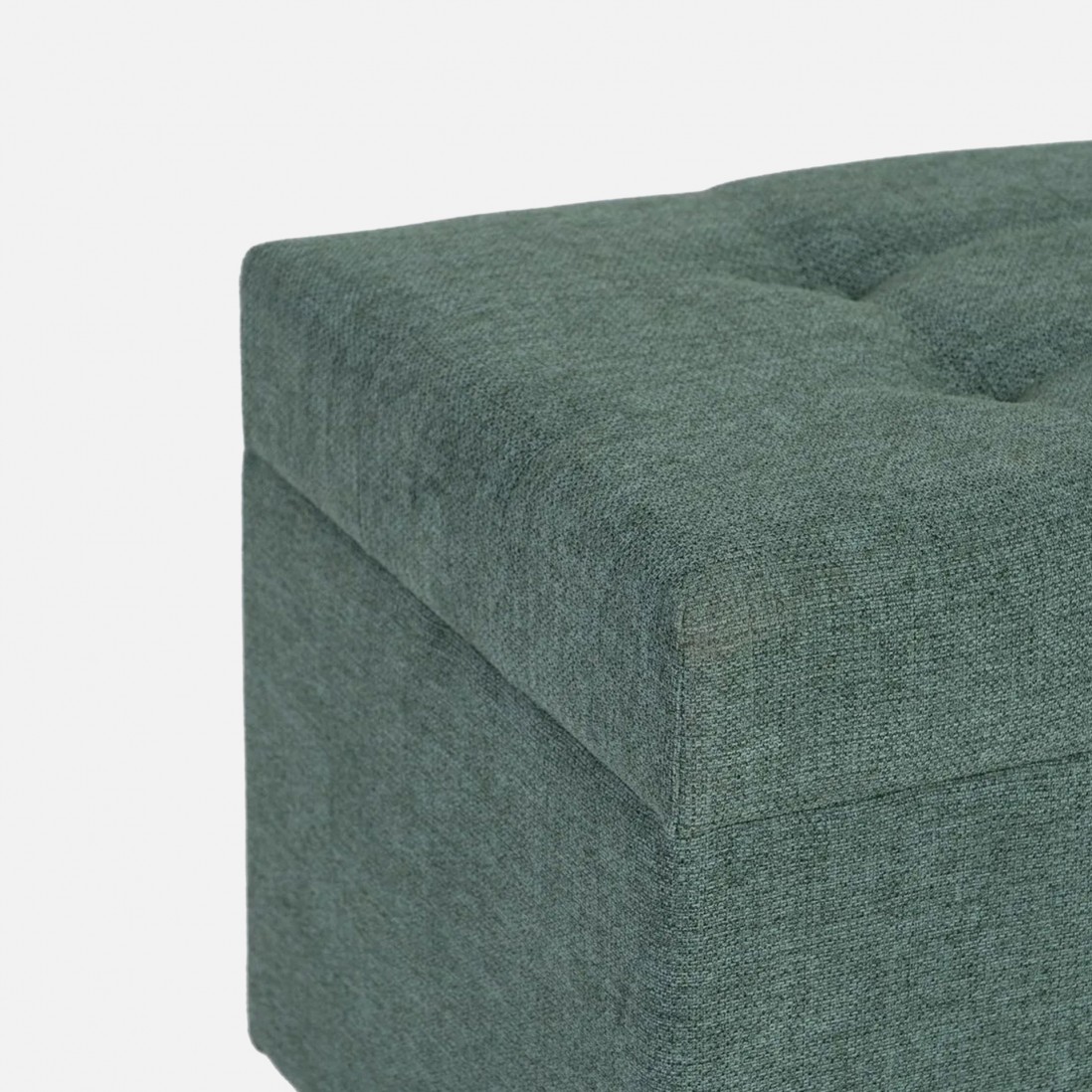 Wooden and Fabric Stool with Storage 080 Green