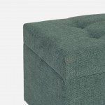 Wooden and Fabric Stool with Storage 080 Green