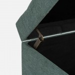 Wooden and Fabric Stool with Storage 080 Green