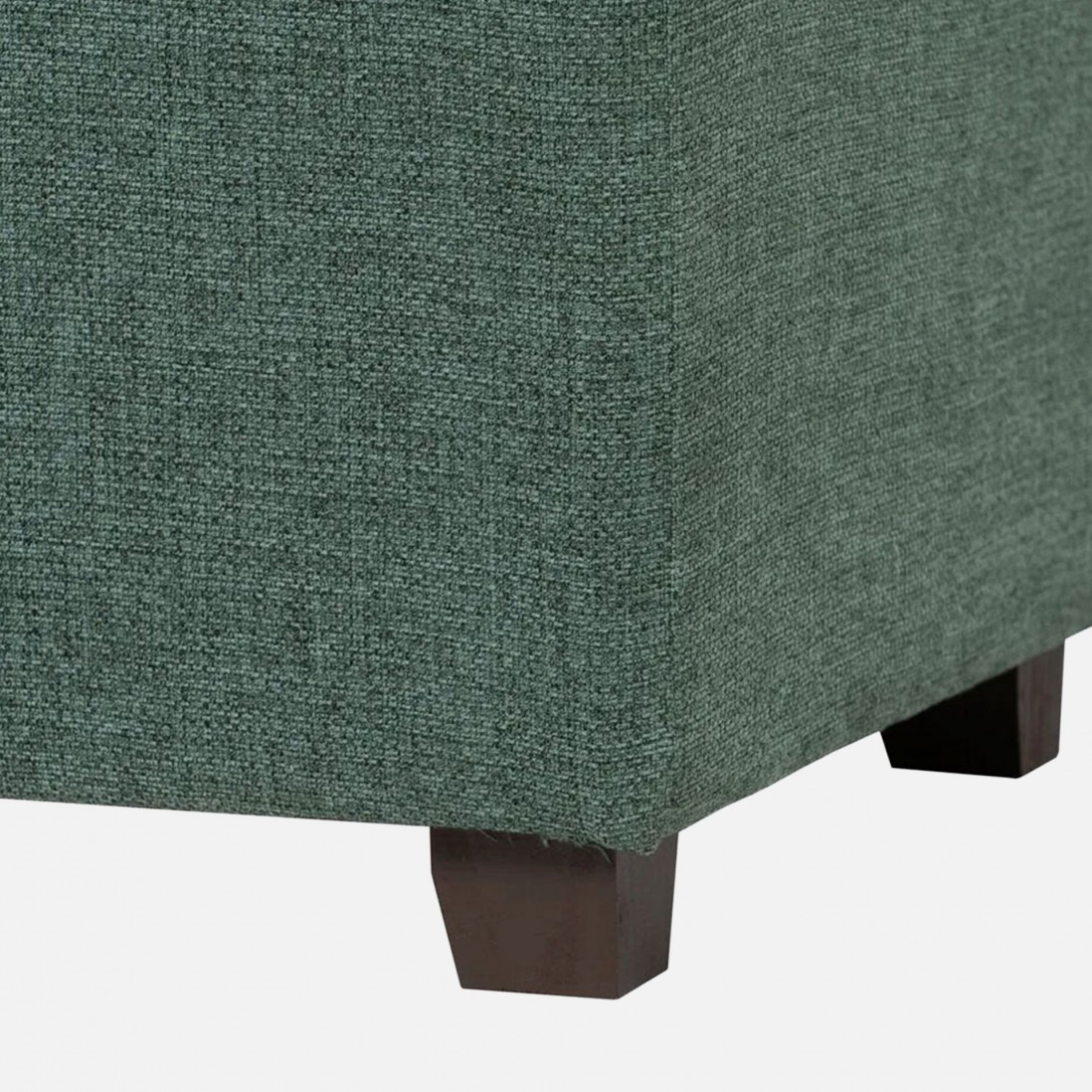 Wooden and Fabric Stool with Storage 080 Green