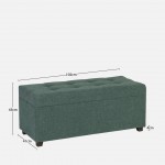 Wooden and Fabric Stool with Storage 080 Green