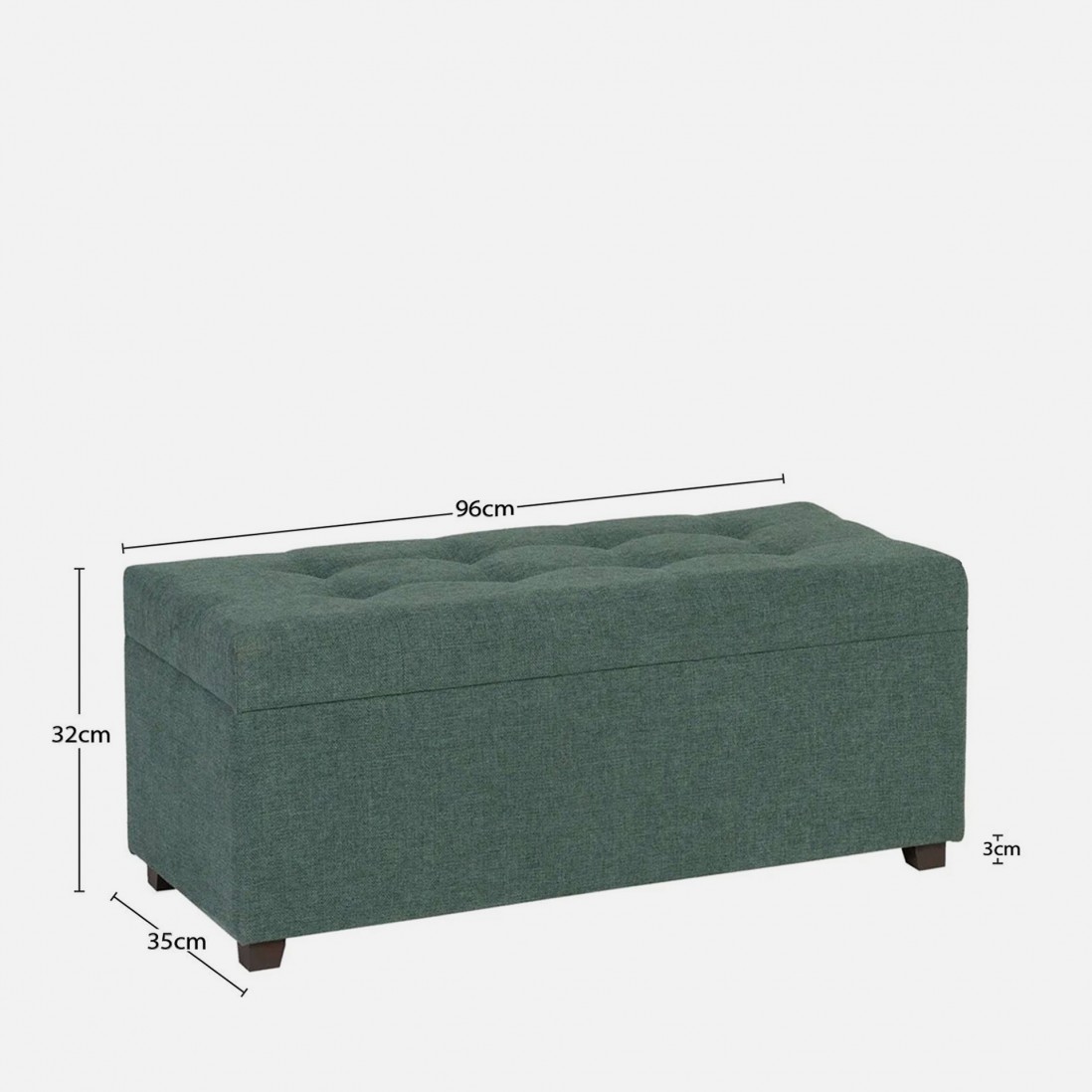 Wooden and Fabric Stool with Storage 080 Green
