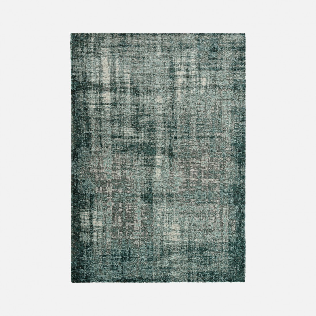 Alfombra Abstracta Antik Chenille Grunge Verde Esmeralda