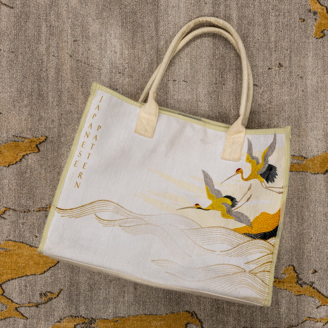 Birds Ochre Rug with Carry Bag (Rug In Bag)