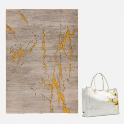 Birds Ochre Rug with Carry Bag (Rug In Bag) Birds Ochre Rug with Carry Bag (Rug In Bag)