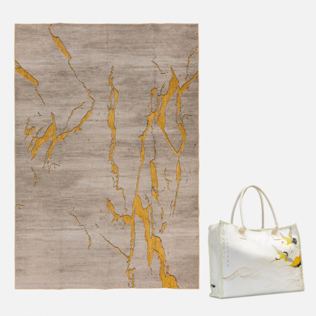 Birds Ochre Rug with Carry Bag (Rug In Bag)