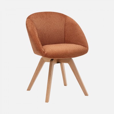 Allos chair orange fabric swivel and nordic style legs in solid beech wood with a natural finish Allos chair orange fabric swivel and nordic style legs in solid beech wood with a natural finish