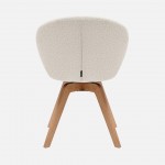 Allos chair cream fabric swivel and nordic style legs in solid beech wood
