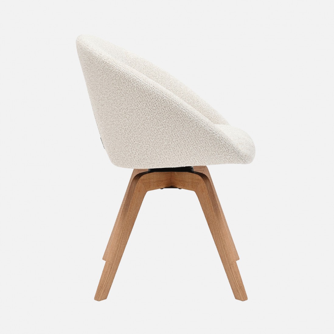 Allos chair cream fabric swivel and nordic style legs in solid beech wood