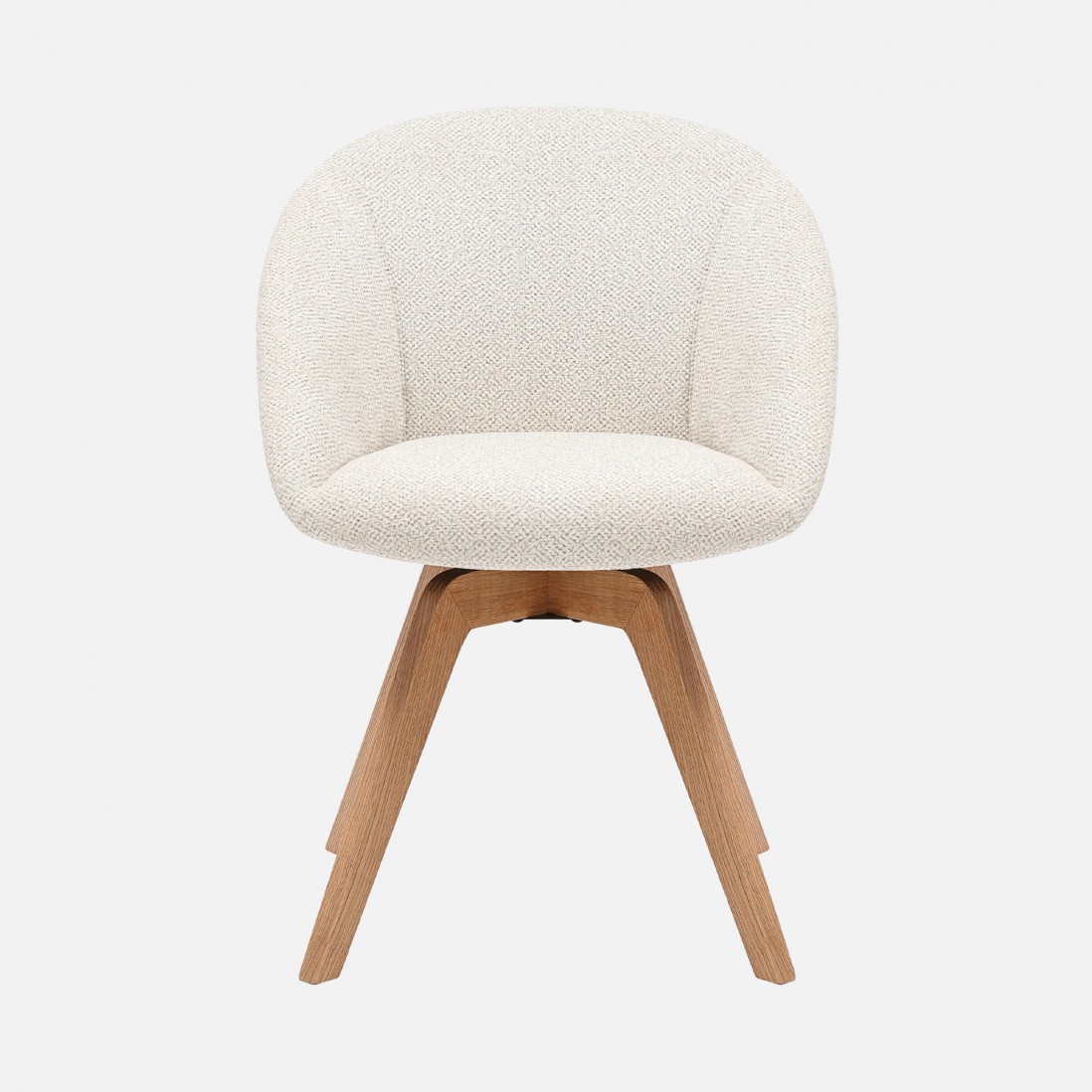 Allos chair cream fabric swivel and nordic style legs in solid beech wood