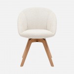 Allos chair cream fabric swivel and nordic style legs in solid beech wood