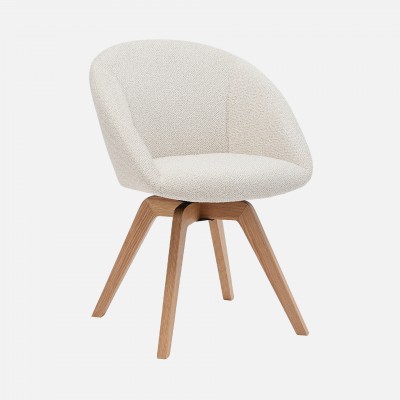 Allos chair cream fabric swivel and nordic style legs in solid beech wood Allos chair cream fabric swivel and nordic style legs in solid beech wood