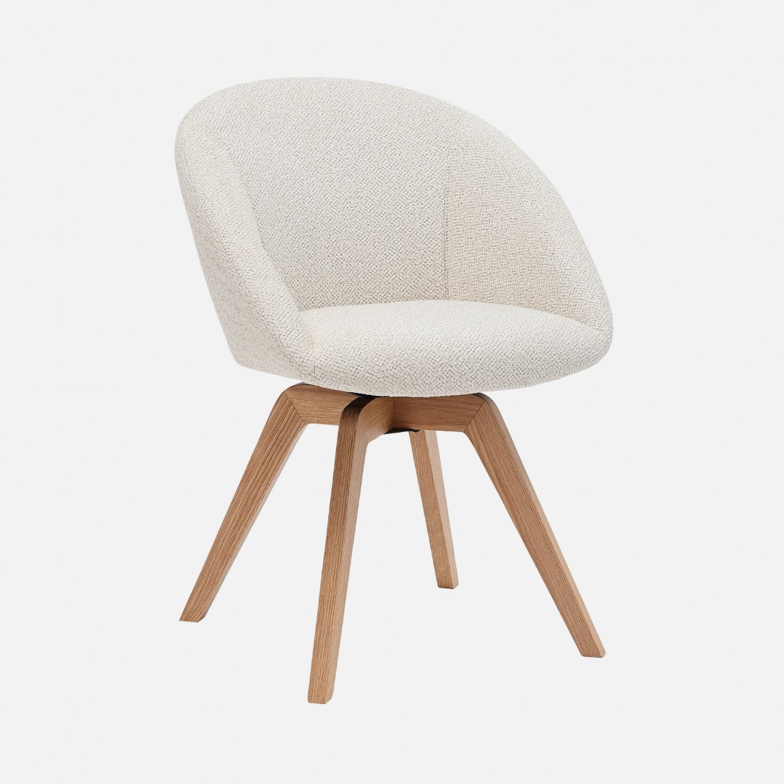 Allos chair cream fabric swivel and nordic style legs in solid beech wood