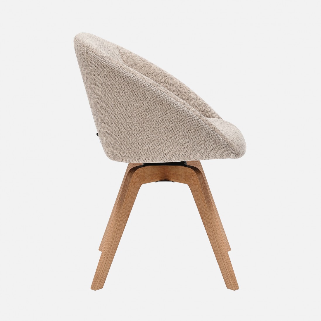 Allos chair beige fabric swivel and nordic style legs in solid beech wood