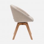 Allos chair beige fabric swivel and nordic style legs in solid beech wood