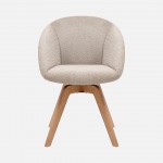 Allos chair beige fabric swivel and nordic style legs in solid beech wood