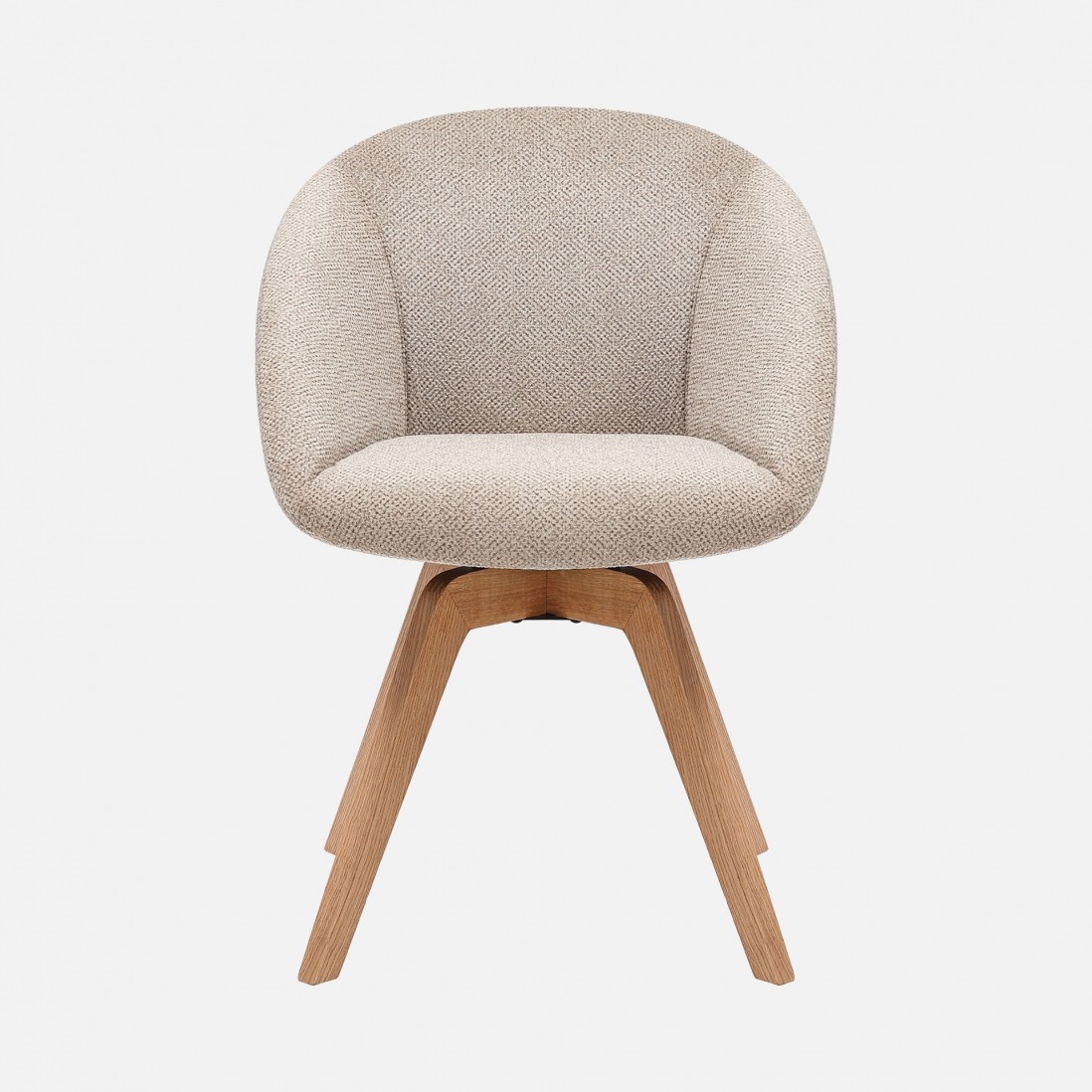 Allos chair beige fabric swivel and nordic style legs in solid beech wood