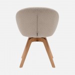 Allos chair beige fabric swivel and nordic style legs in solid beech wood