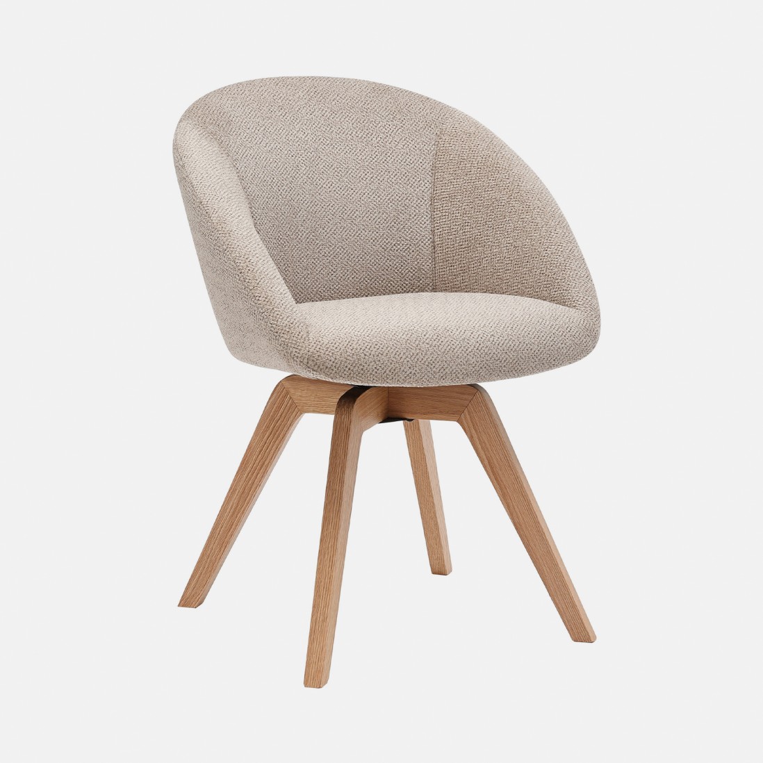 Allos chair beige fabric swivel and nordic style legs in solid beech wood