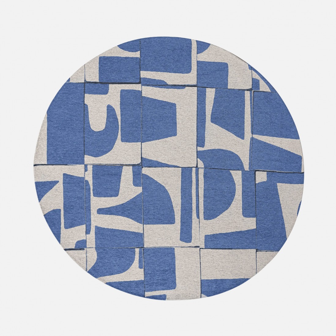 Alfombra Redonda Abstracta Edges Chenille 9358 Azul