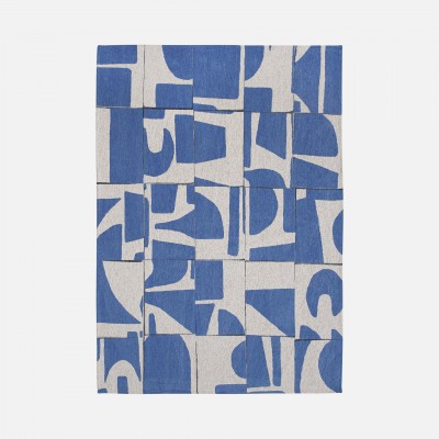 Abstract Modern Rug Edges Chenille 9358 Blue