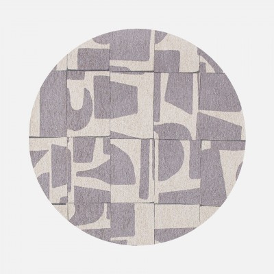 Abstract Round Area Rug Edges Chenille 9366 Beige