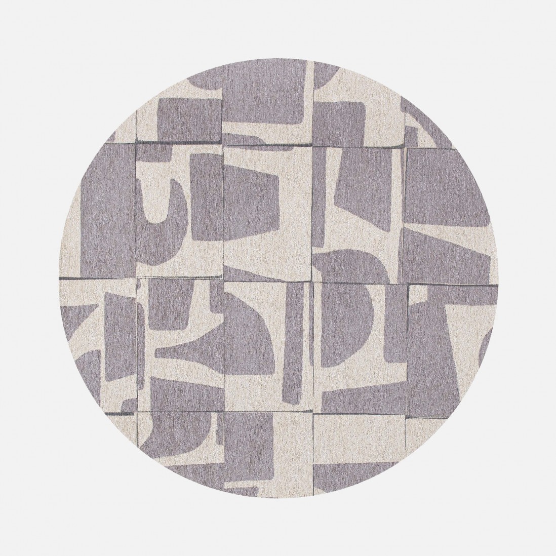 Abstract Round Area Rug Edges Chenille 9366 Beige