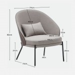 Metal and Fabric Armchair Taupe