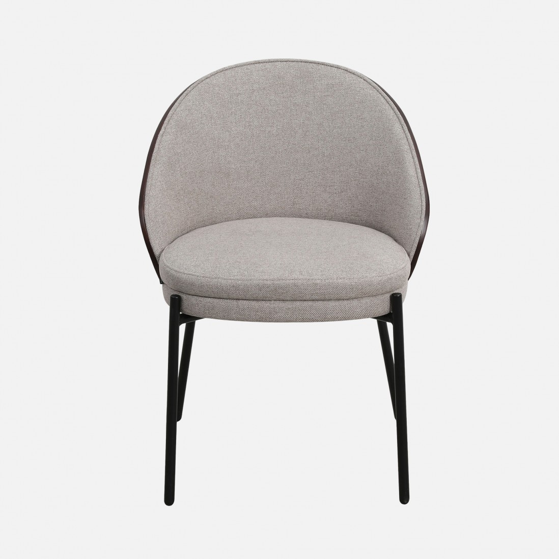 Arles chair taupe chenille with ash back in wenge finish and black metal legs